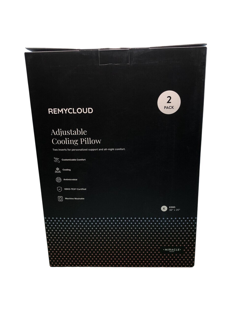 REMYCLOUD By MIRACLE MADE Cooling Pillow Inserts White 36x20 King 2 Pack Bedroom